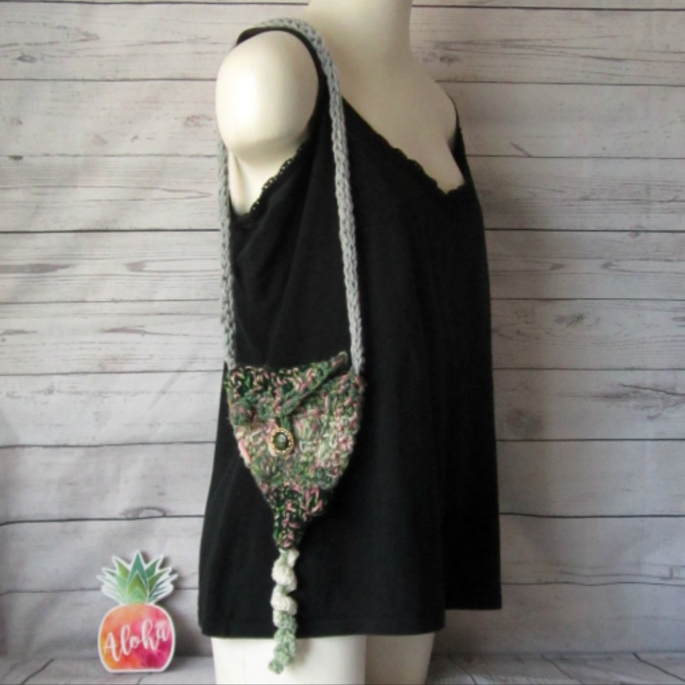 Green OOAK Boho Fairy Bag Handmade Festival Bag